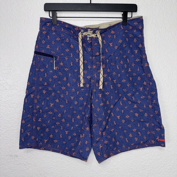 Patagonia Wavefarer Board Shorts Men 32 Nylon Pockets Blue 10” Trunks Swim - Picture 1 of 12